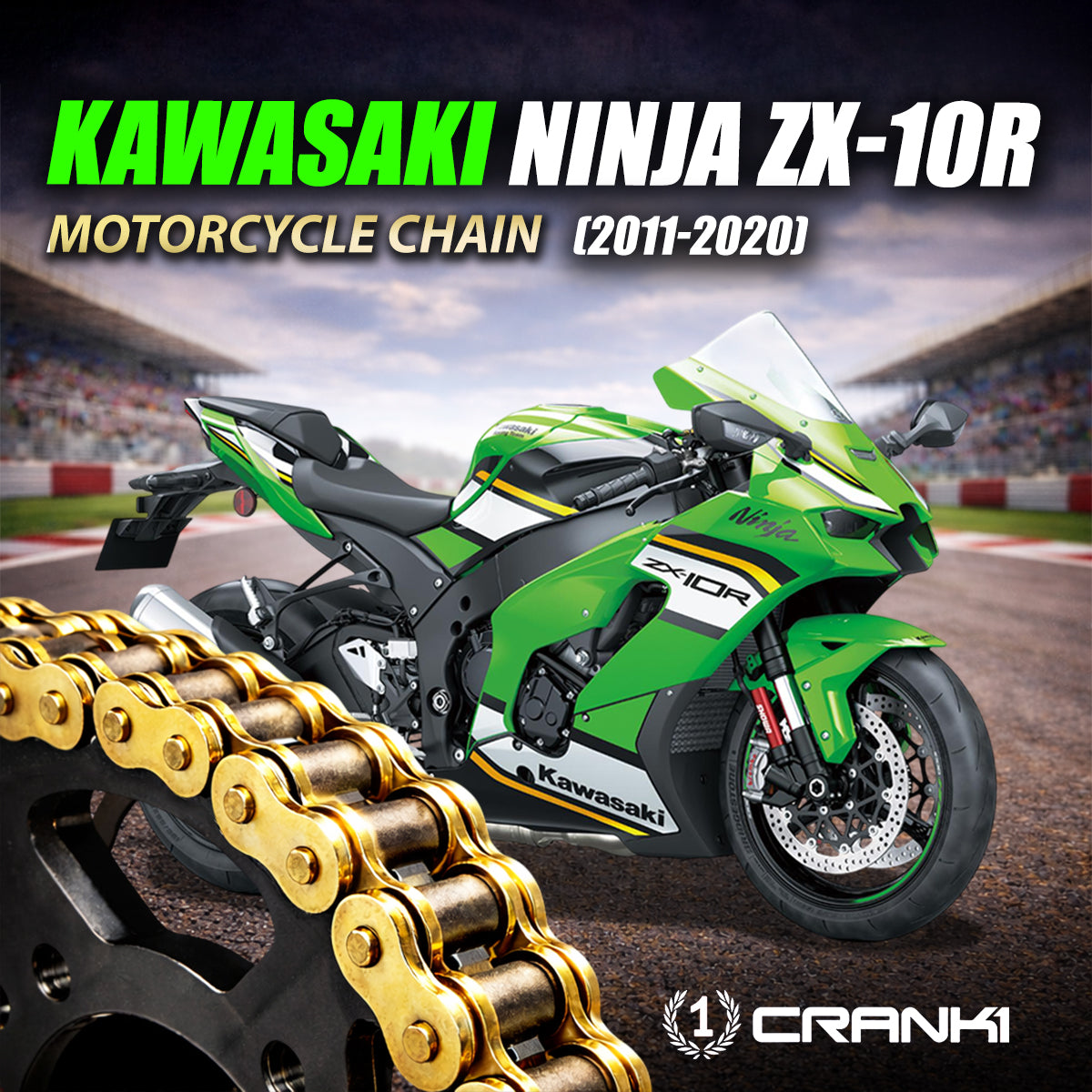 Chain For Kawasaki Ninja ZX-10R (2011-2020) - 525 Pitch x 114 Links Gold (ZVMX)