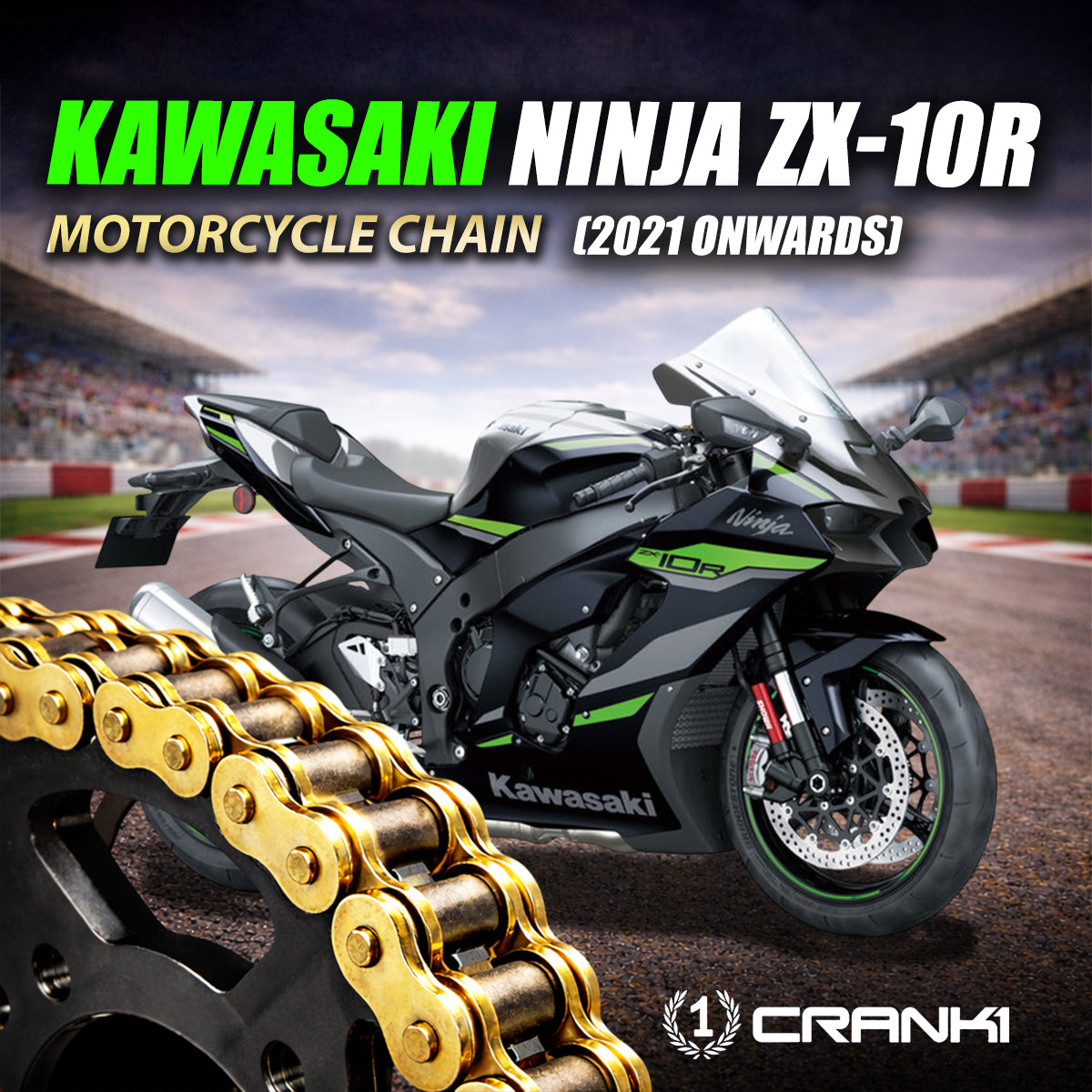 Chain For Kawasaki Ninja ZX-10R (2021 Onwards) - 525 Pitch x 114 Links Gold (ZVMX)