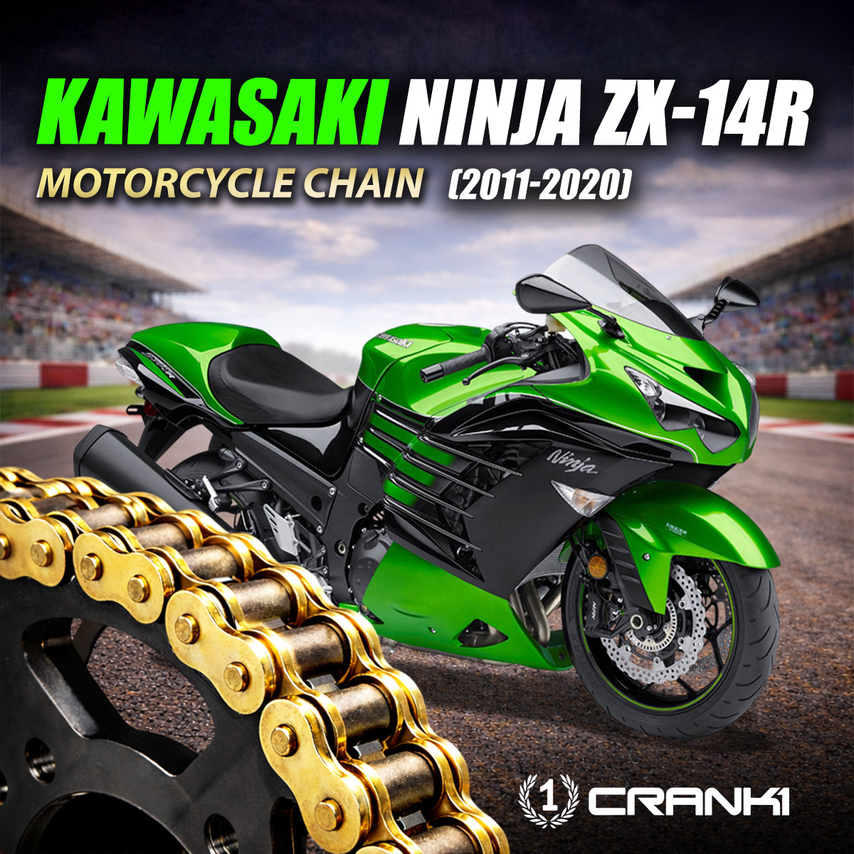 Chain For Kawasaki Ninja ZX-14R (2011-2020) - 530 Pitch x 118 Links Gold (ZVMX)