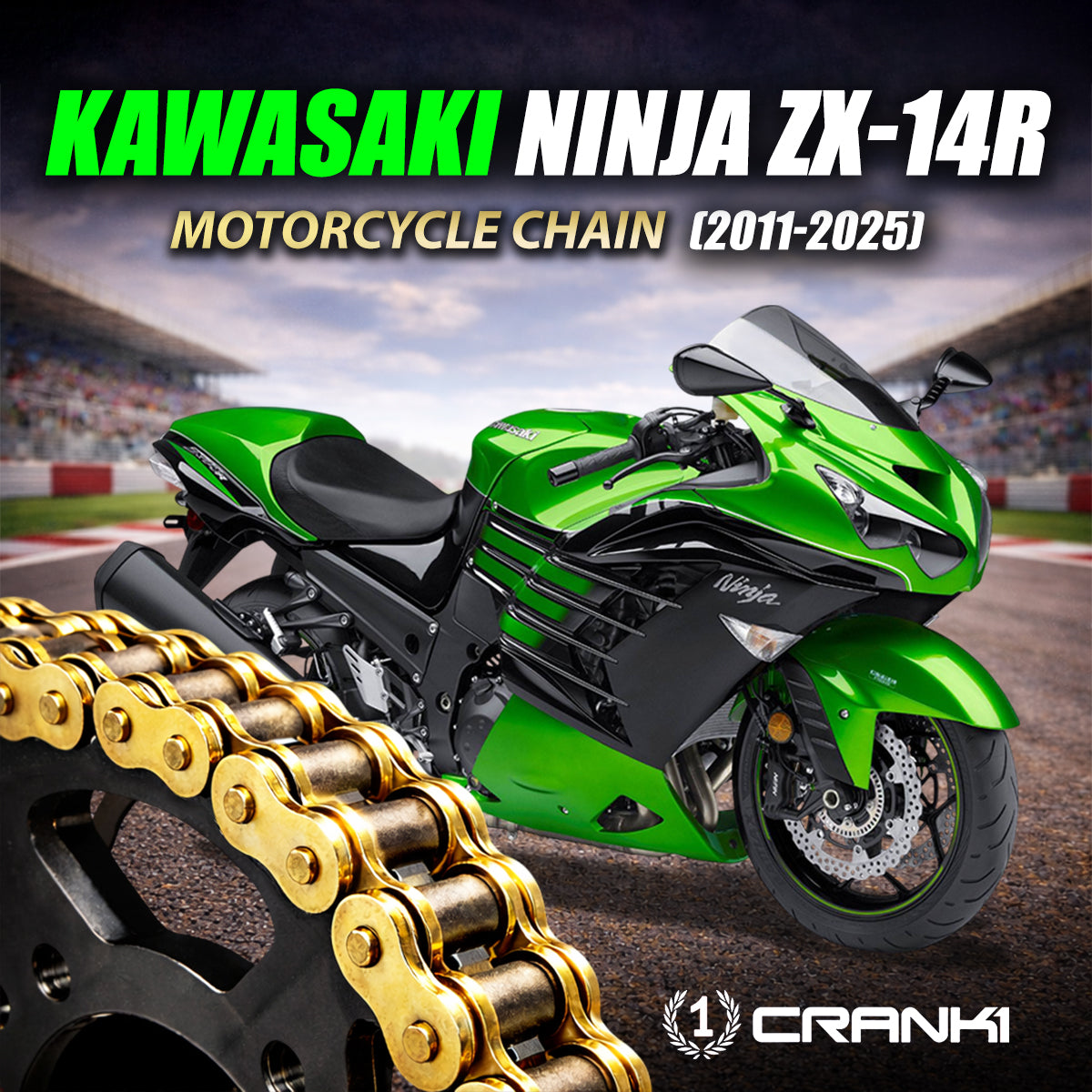 Chain For Kawasaki Ninja ZX-14R (2011-2025) - 530 Pitch x 118 Links Gold (ZVMX)