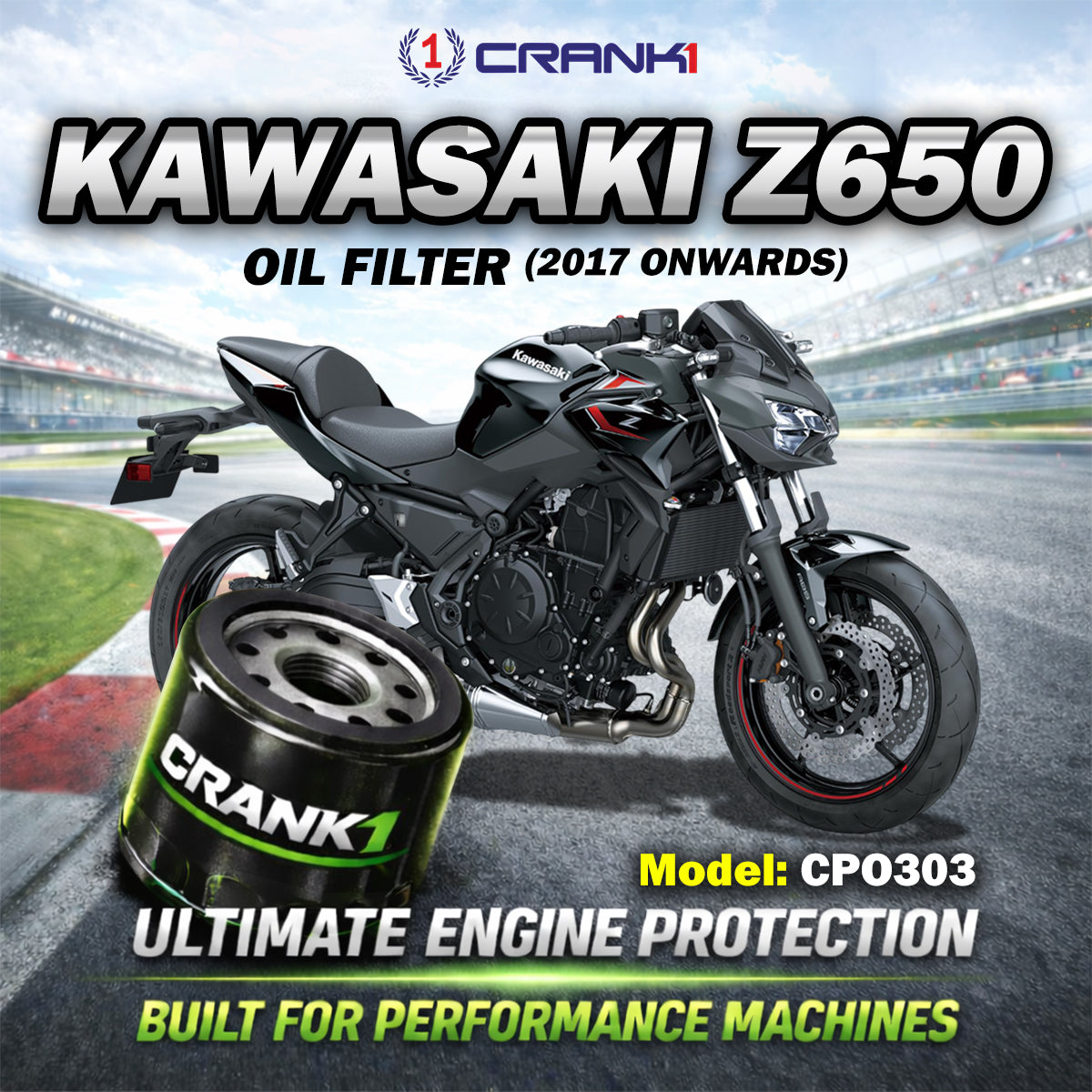 Oil Filter For Kawasaki Z650 (2017 Onwards) - CPO303