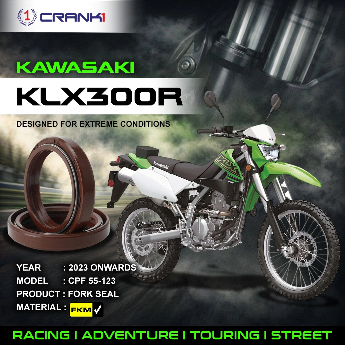 Fork Oil Seals Pair For Kawasaki KLX300R (2023 Onwards) - CPF55-123