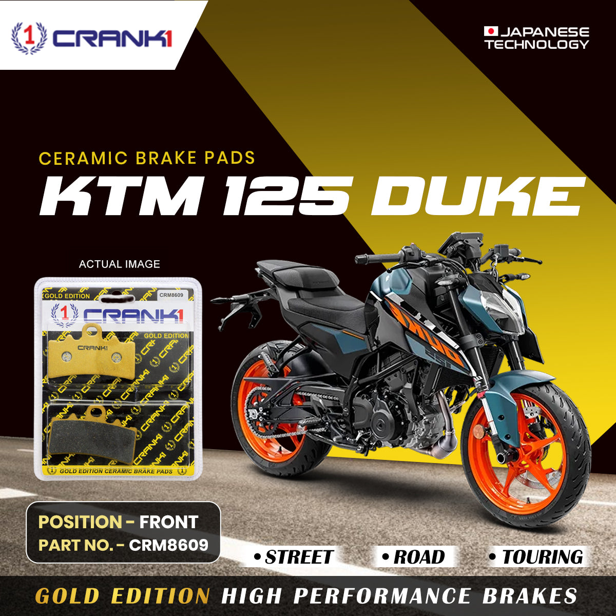 Ceramic Brake Pads For KTM 125 Duke - Front - CRM8609