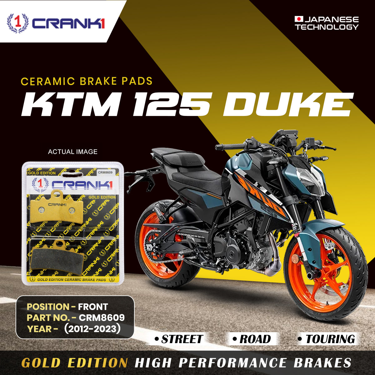 Ceramic Brake Pads For KTM 125 Duke (2012-2023) - Front - CRM8609