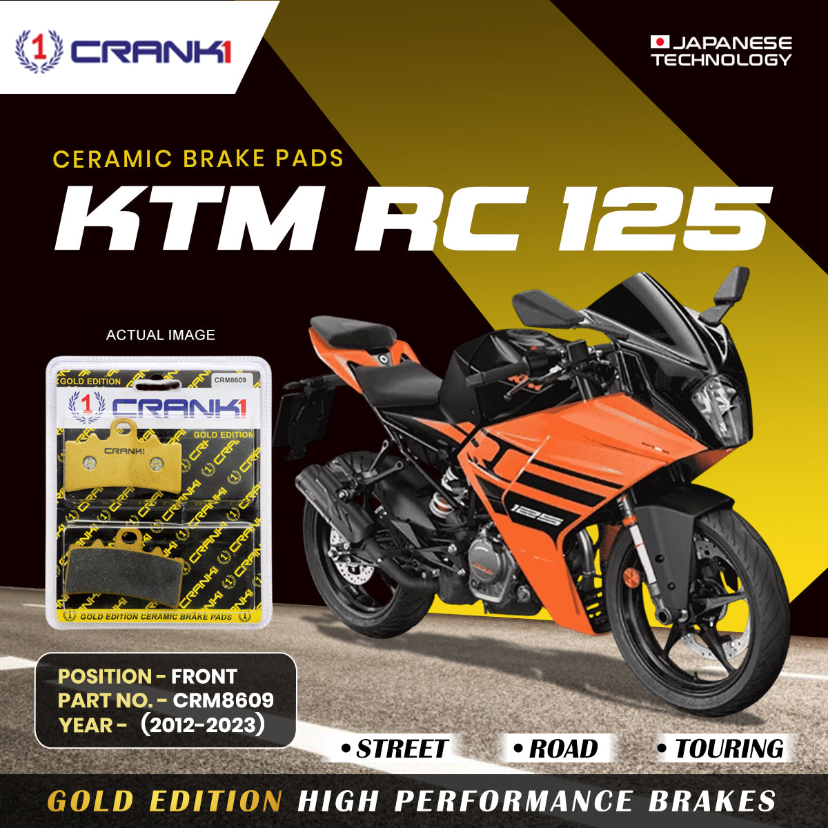 Ceramic Brake Pads For KTM RC 125 (2012-2023) - Front - CRM8609 - 1 Set