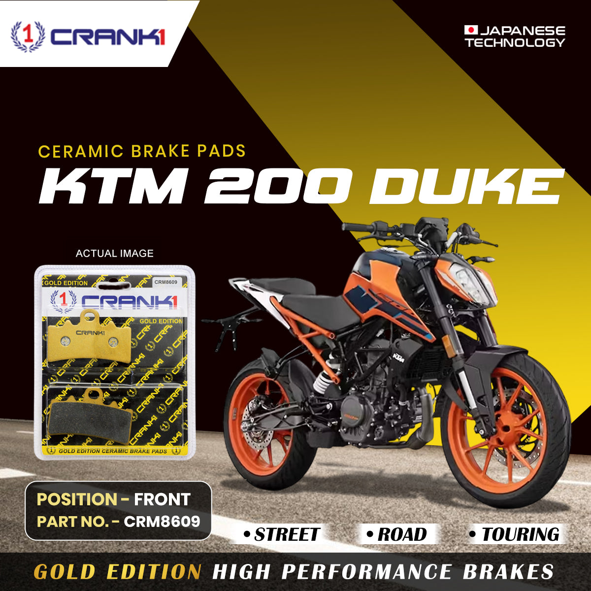 Ceramic Brake Pads For KTM 200 Duke - Front - CRM8609