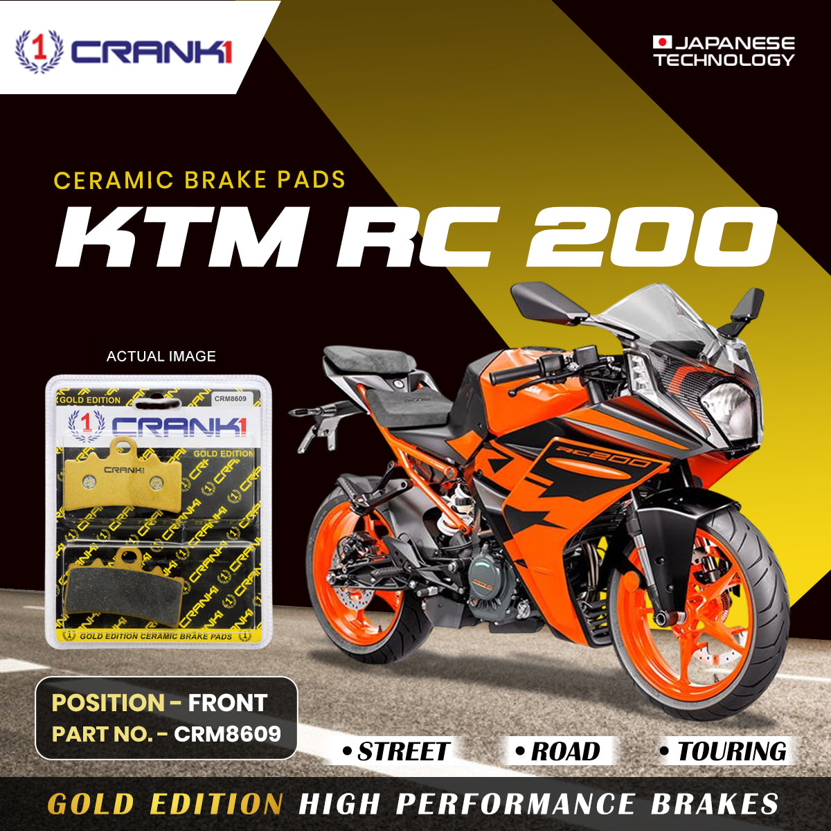 Ceramic Brake Pads For KTM RC 200 - Front - CRM8609