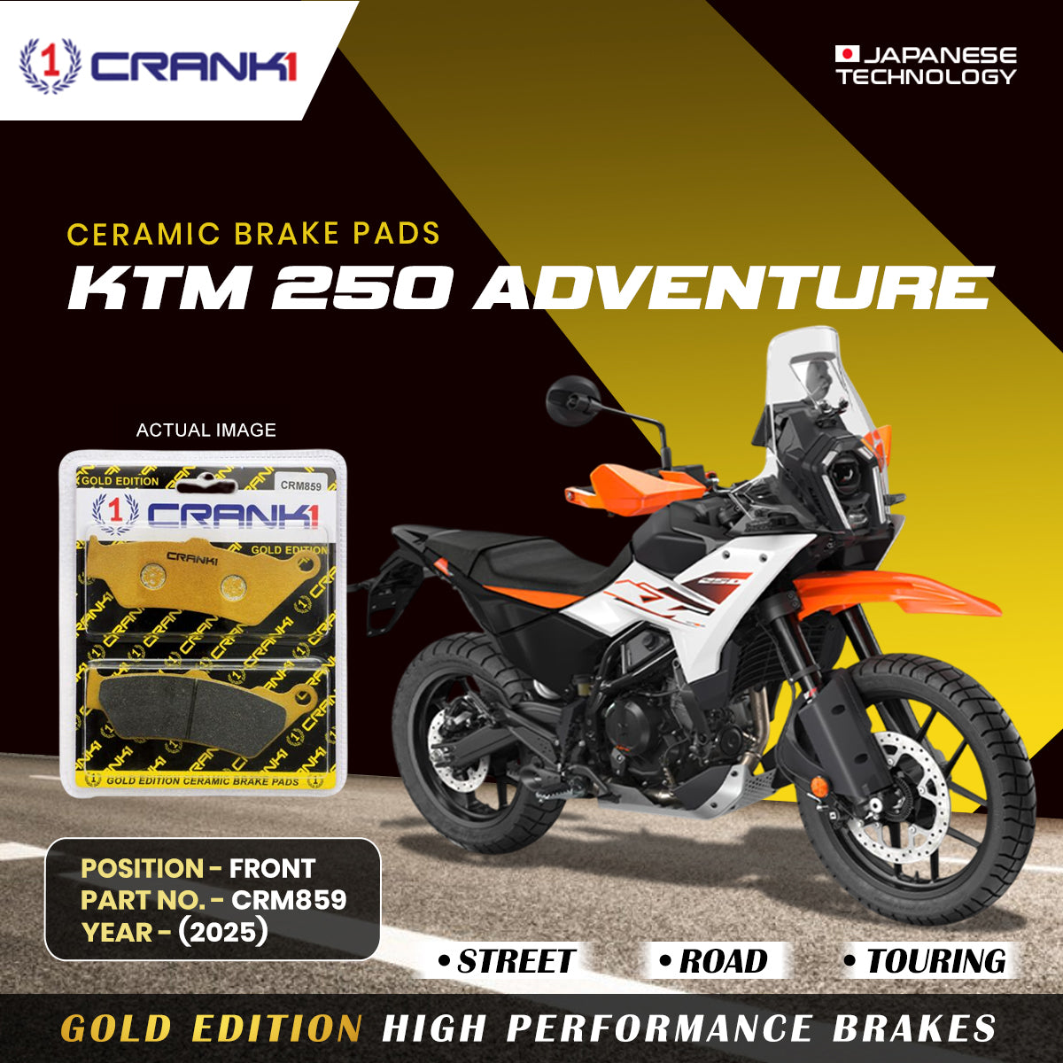 Ceramic Brake Pads For KTM 250 Adventure (2025) - Front - CRM859