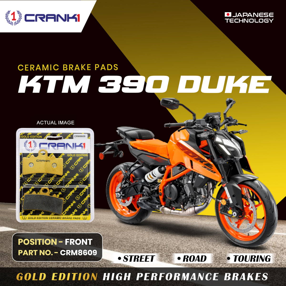 Ceramic Brake Pads For KTM 390 Duke - Front - CRM8609