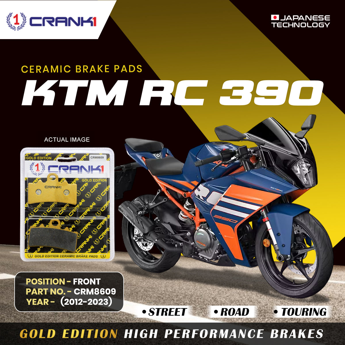 Ceramic Brake Pads For KTM RC 390 (2012-2023) - Front - CRM8609