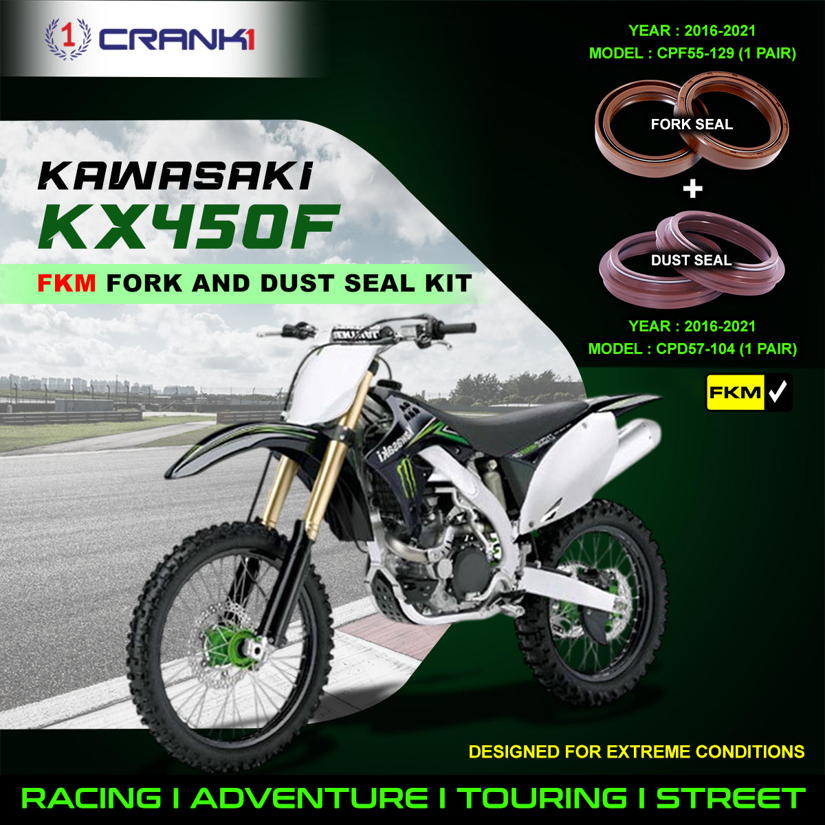 Fork And Dust Seals Kit For Kawasaki KX450F (2016-2021)