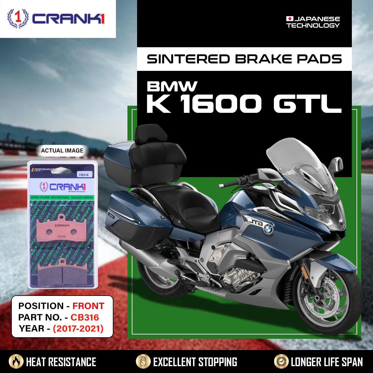 Sintered Brake Pads For BMW K 1600 GTL (2017-2021) - Front - CB316