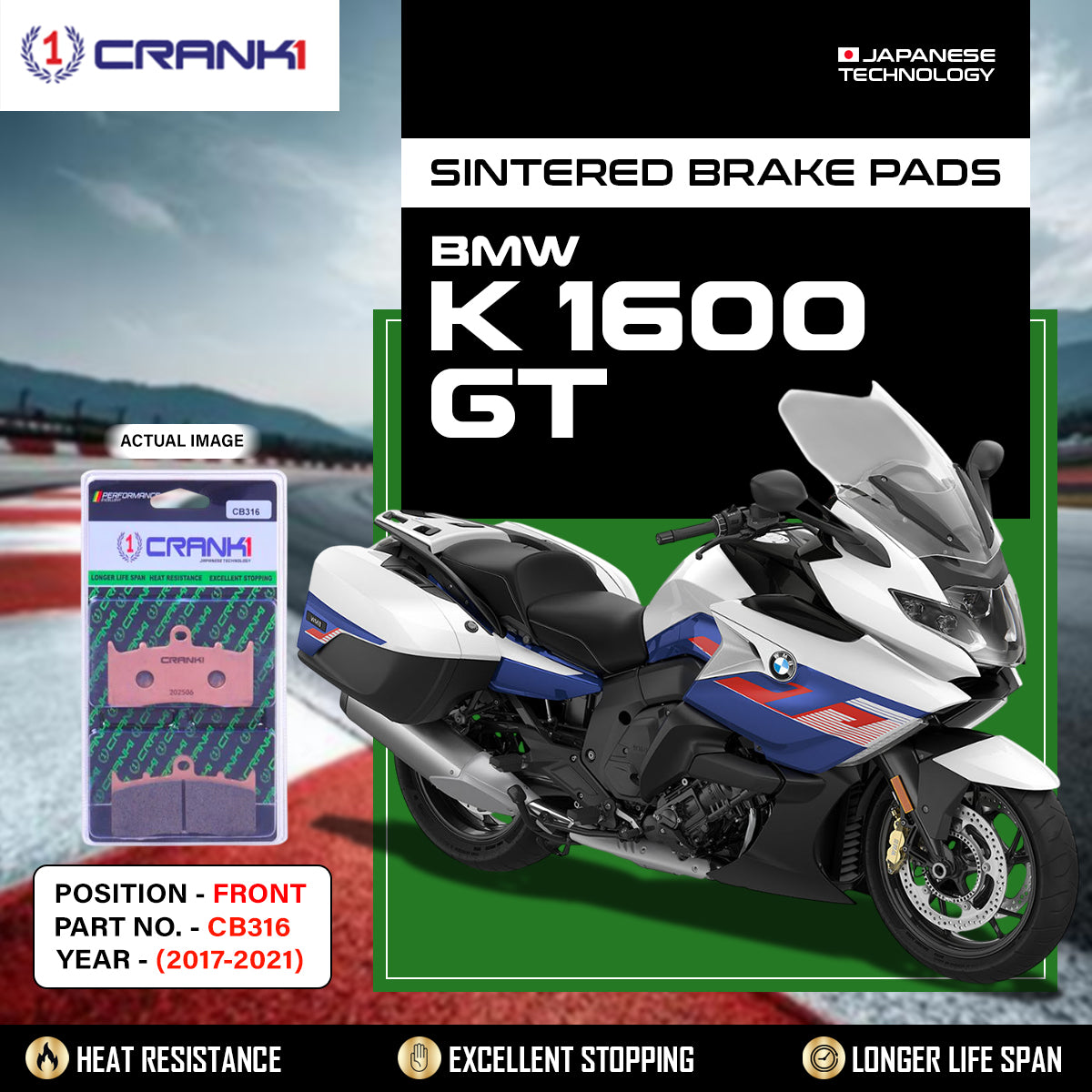 Sintered Brake Pads For BMW K 1600 GT (2017-2021) - Front - CB316
