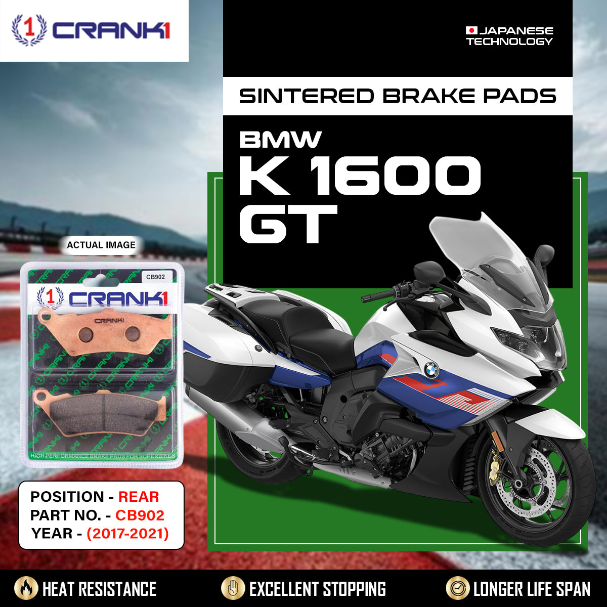 Sintered Brake Pads For BMW K 1600 GT (2017-2021) - Rear - CB902