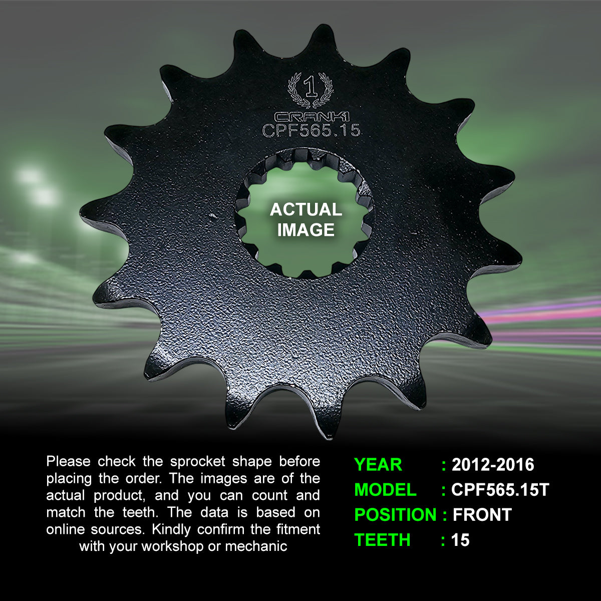 Sprocket For Kawasaki ER-6n (2012-2016) - Front - CPF565.15T