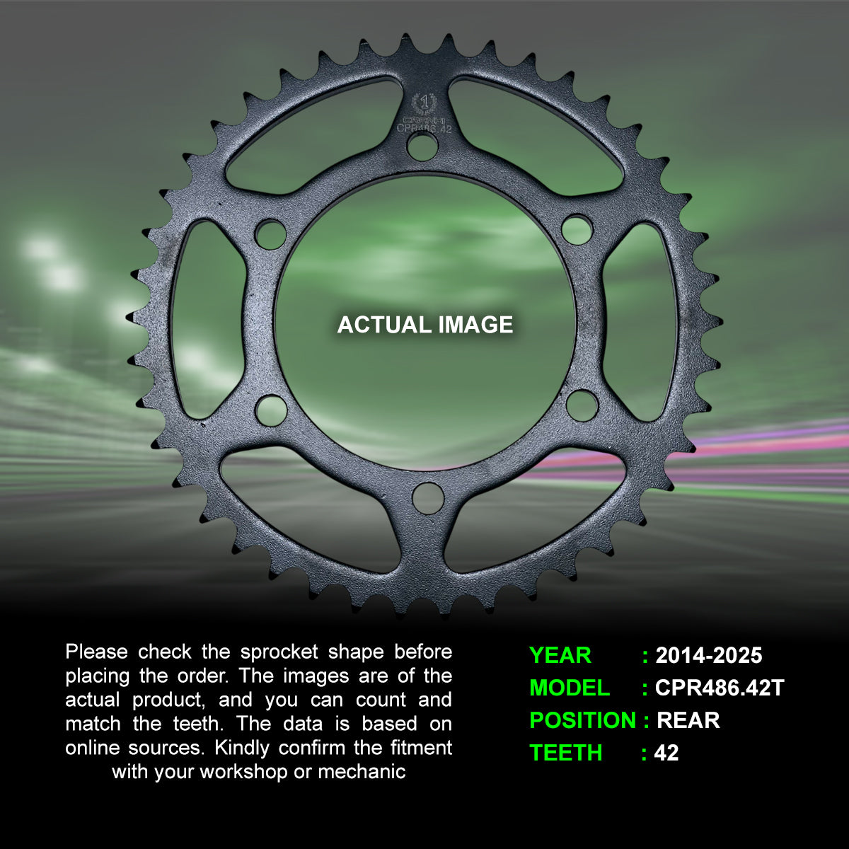 Sprocket For Kawasaki Z250 (2014-2025) - Rear - CPR486.42T
