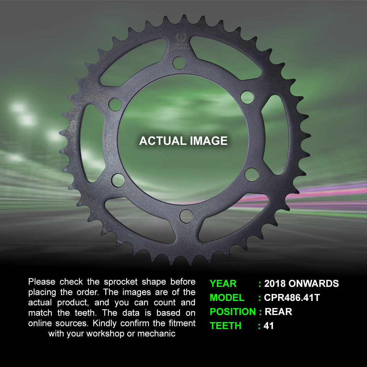 Sprocket For Kawasaki Ninja 400 (2018 Onwards) - Rear - CPR486.41T