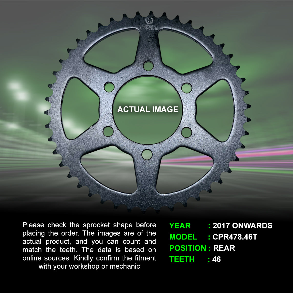 Sprocket For Kawasaki Ninja 650 (2017 Onwards) - Rear - CPR478.46T