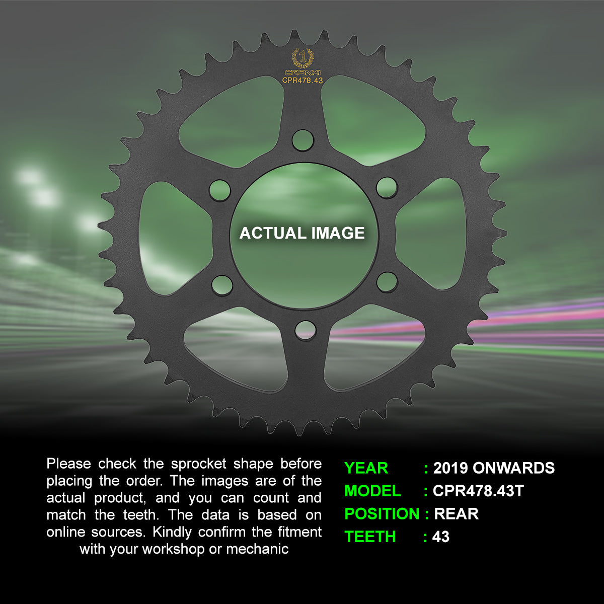 Sprocket For Kawasaki Ninja ZX-6R (2019 Onwards) - Rear - CPR478.43T