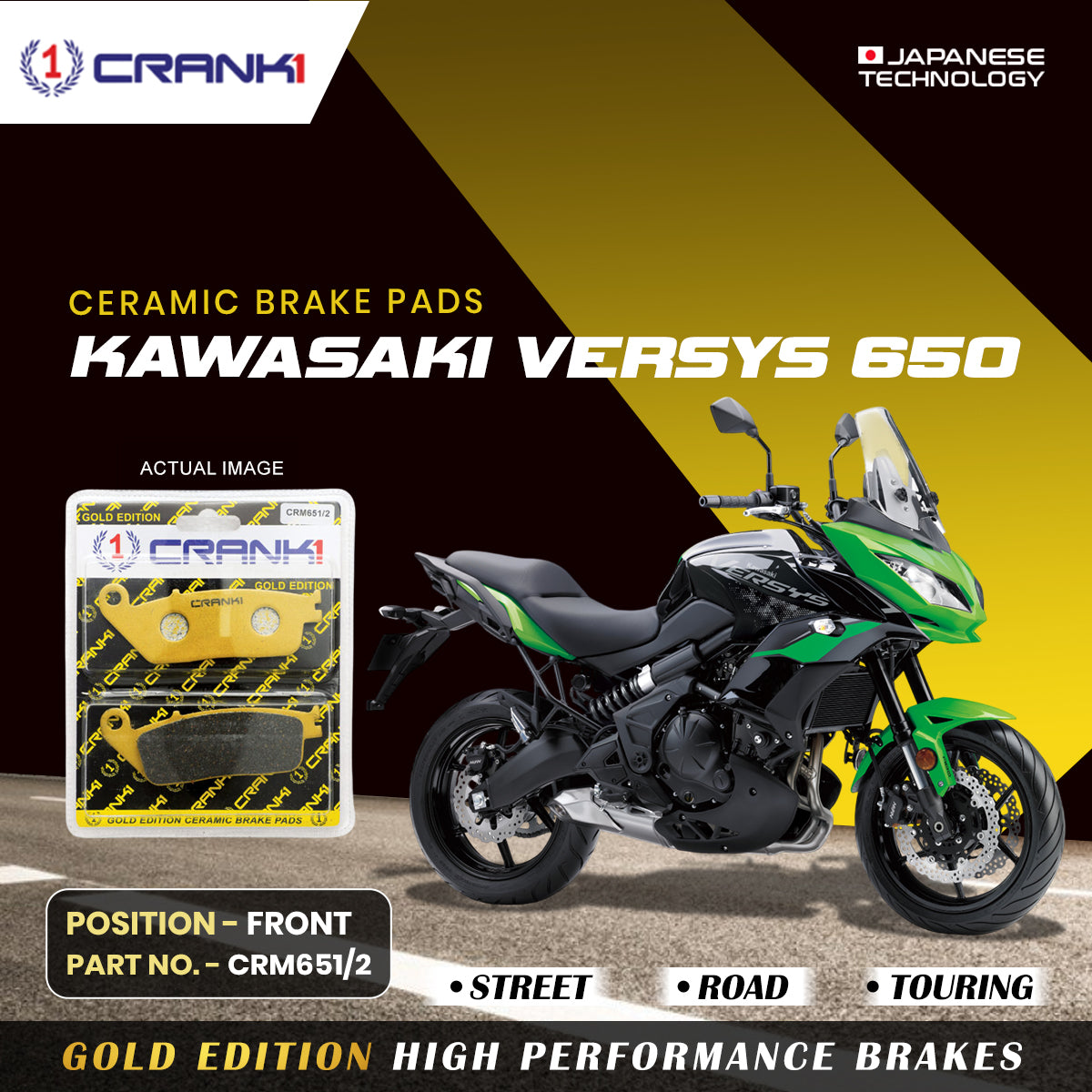 Ceramic Brake Pads For Kawasaki Versys 650 - Front - CRM651/2 - 2 Sets