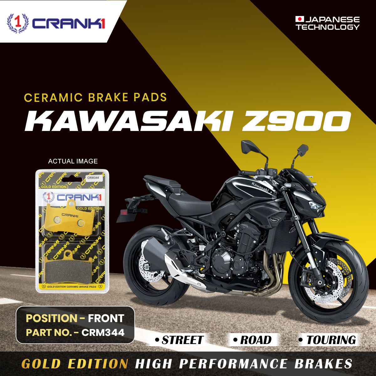 Ceramic Brake Pads For Kawasaki Z900 - Front - CRM344 - 2 Sets