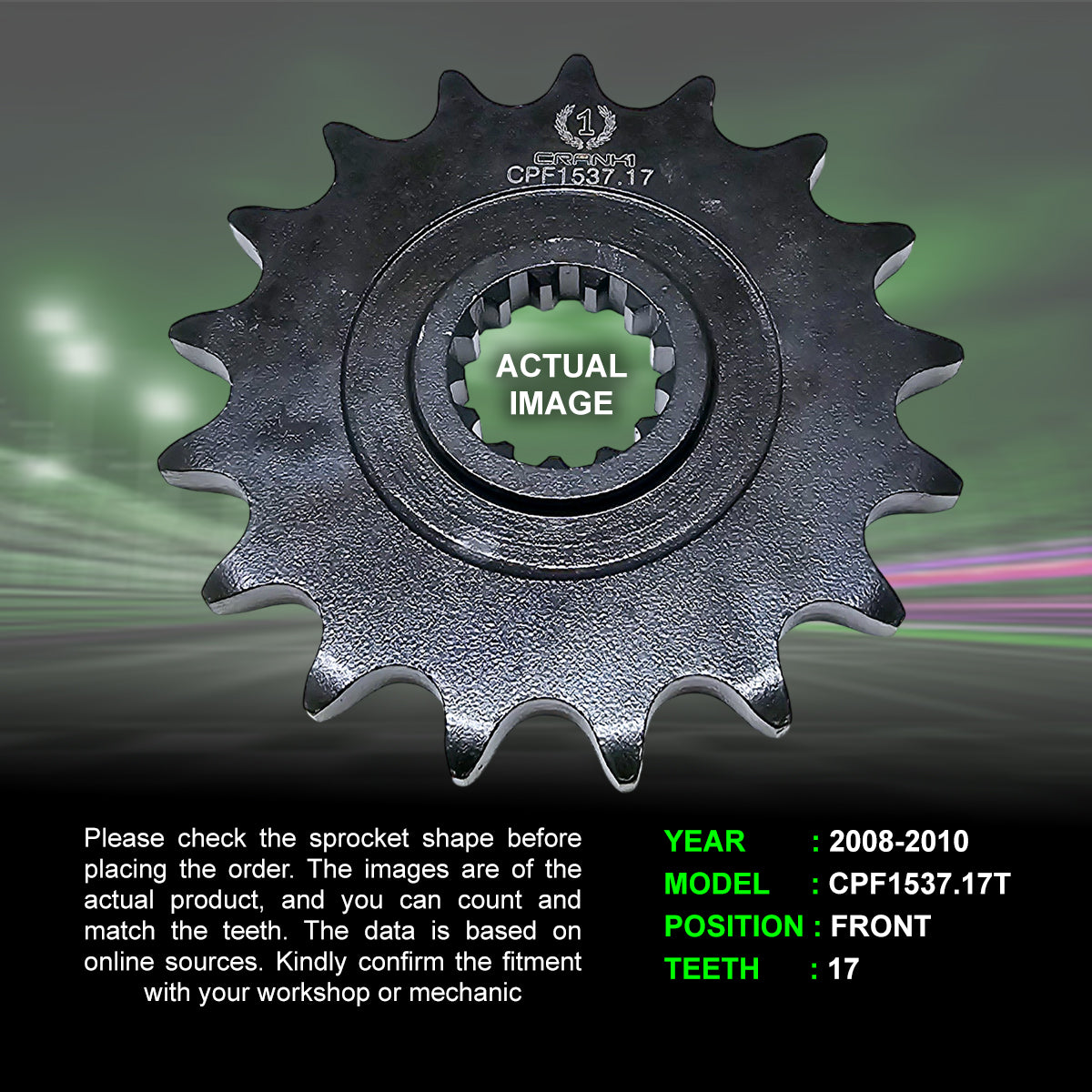 Sprocket For Kawasaki Ninja ZX-10R (2008-2010) - Front - CPF1537.17T