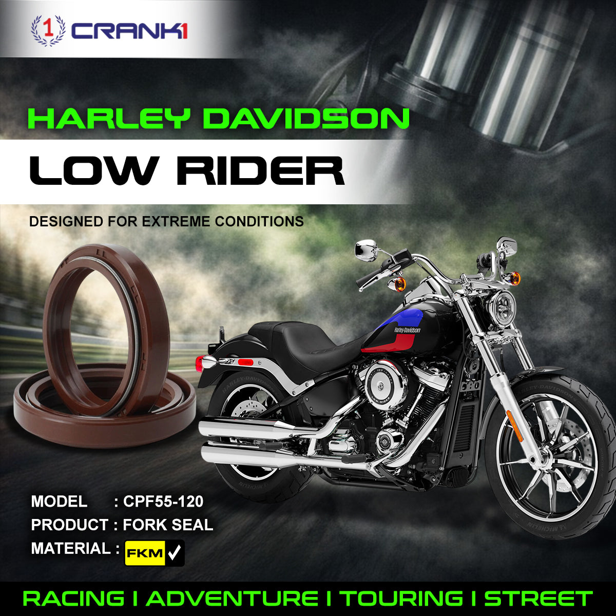Fork Oil Seals Pair For Harley Davidson Low Rider - CPF55-120