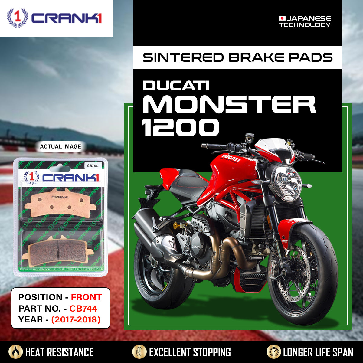 Sintered Brake Pads For Ducati Monster 1200 (2017-2018) - Front - CB744 - 2 Sets