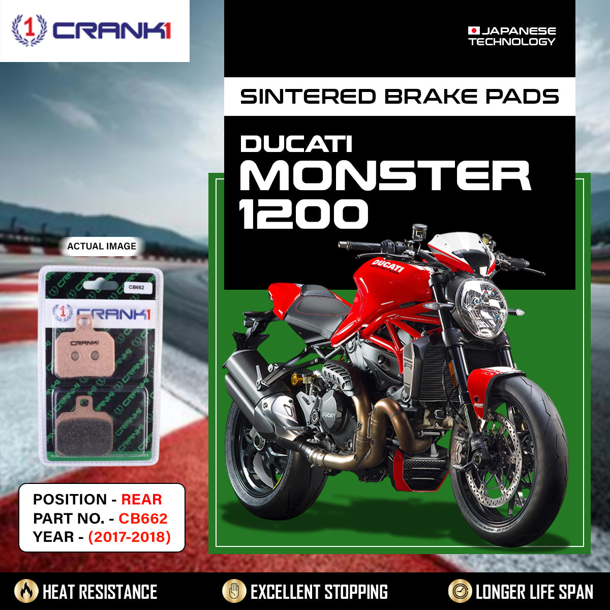 Sintered Brake Pads For Ducati Monster 1200 (2017-2018) - Rear - CB662