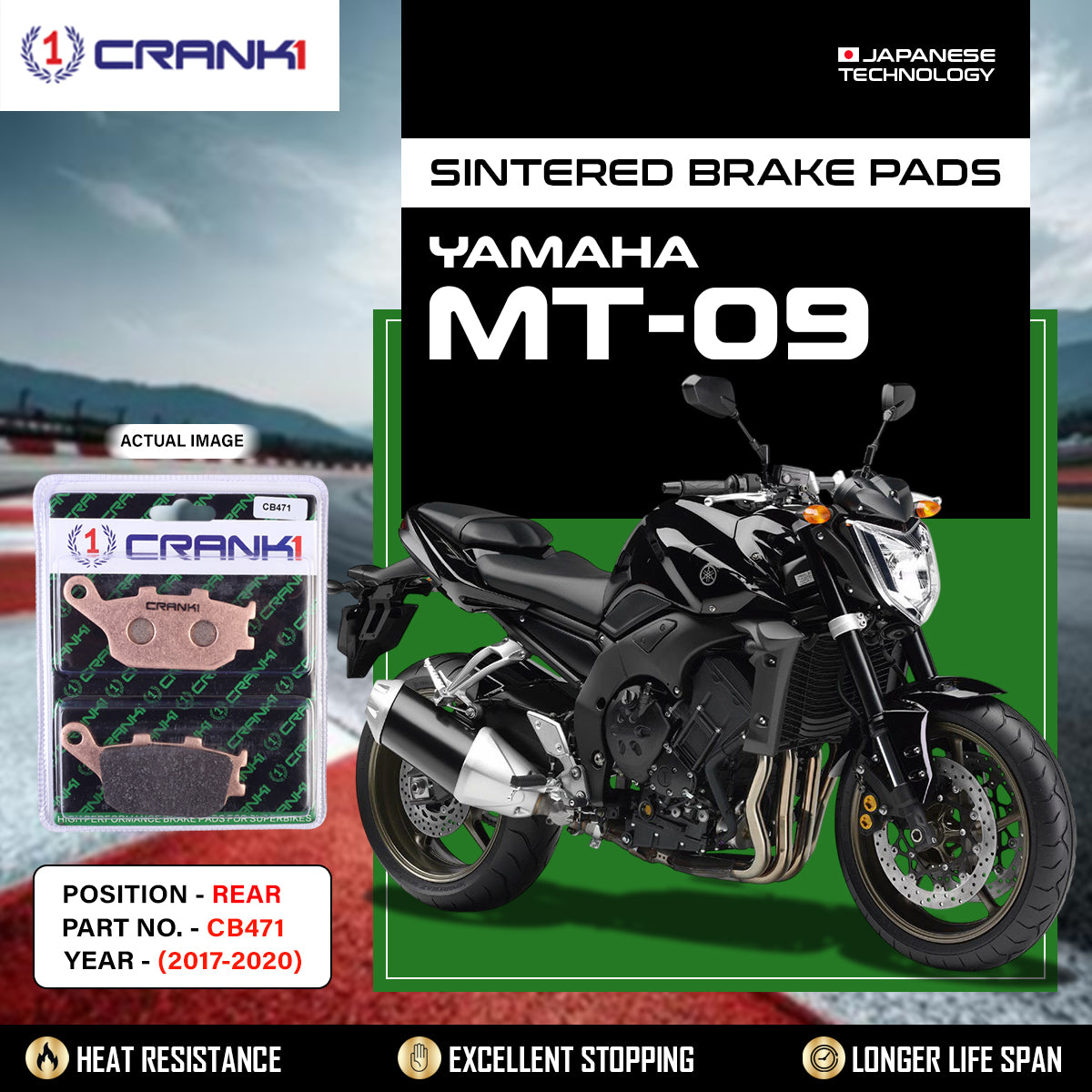 Sintered Brake Pads For Yamaha MT-09 (2017-2020) - Rear - CB471