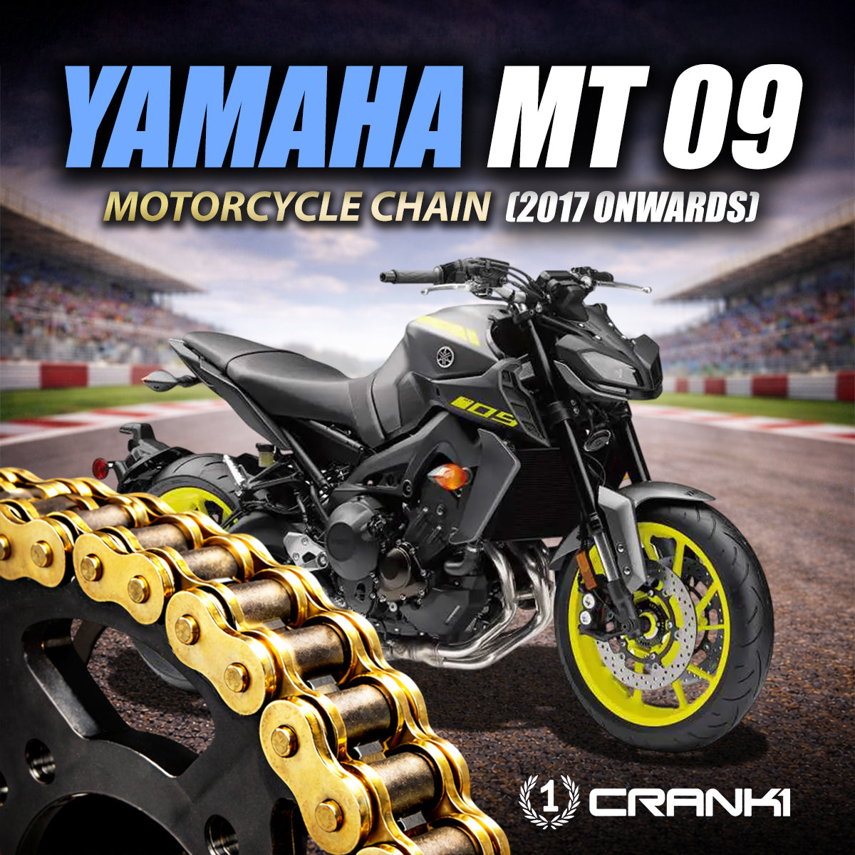 Chain For Yamaha MT-09 (2017 Onwards) - 525 Pitch x 110 Links Gold (ZVMX)