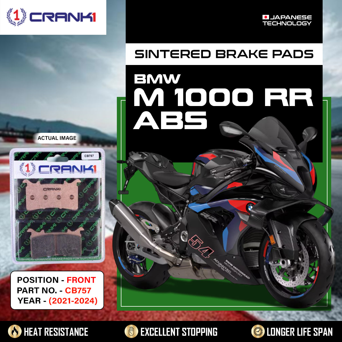 Sintered Brake Pads For BMW M 1000 RR ABS (2021-2024) - Front - CB757 - 2 Sets