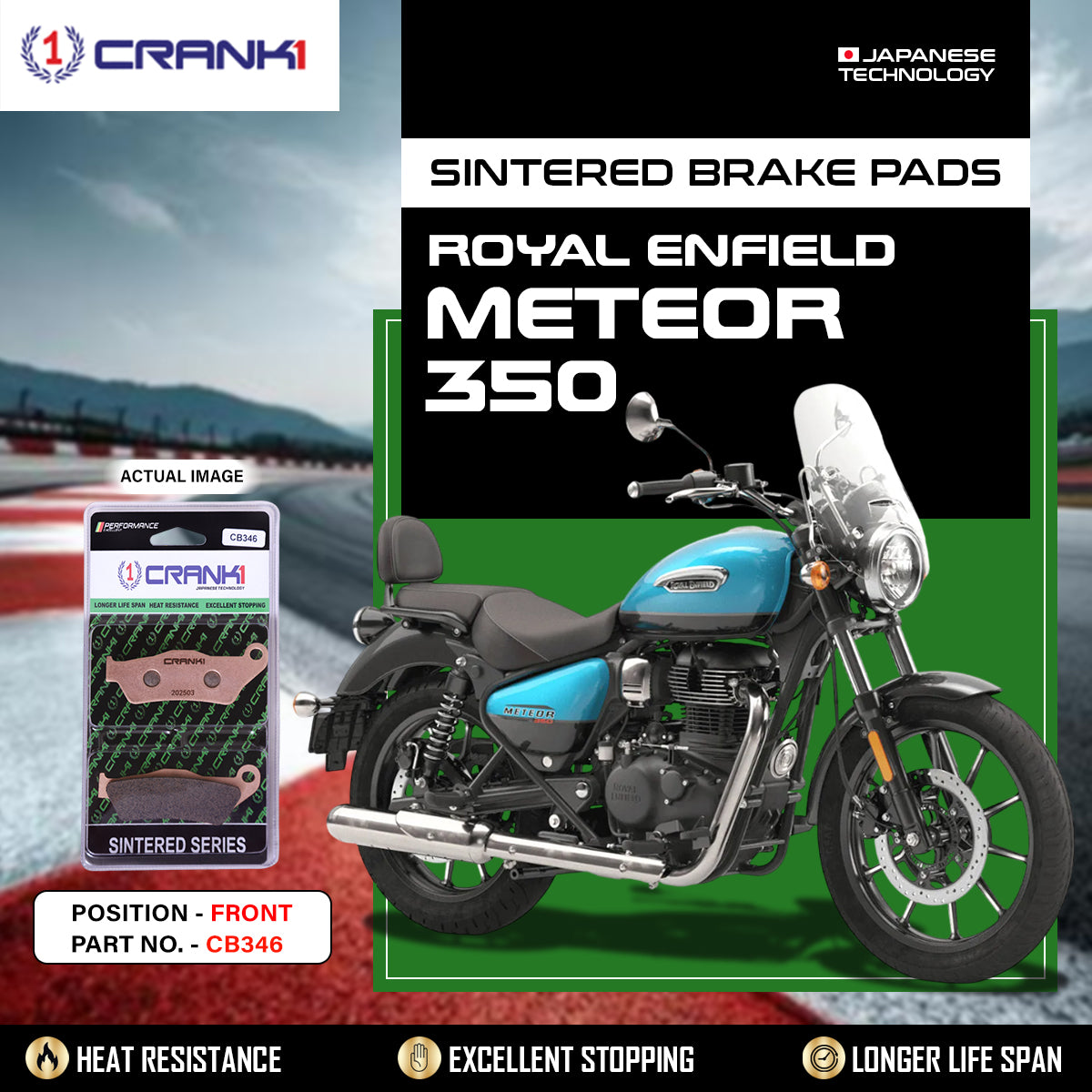 Sintered Brake Pads For Royal Enfield Meteor 350 - Front - CB346