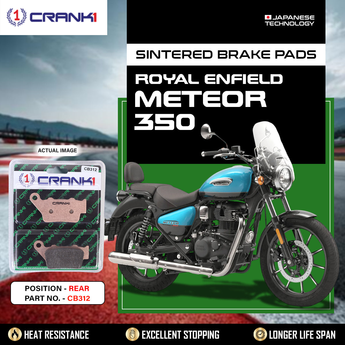 Sintered Brake Pads For Royal Enfield Meteor 350 - Rear - CB312