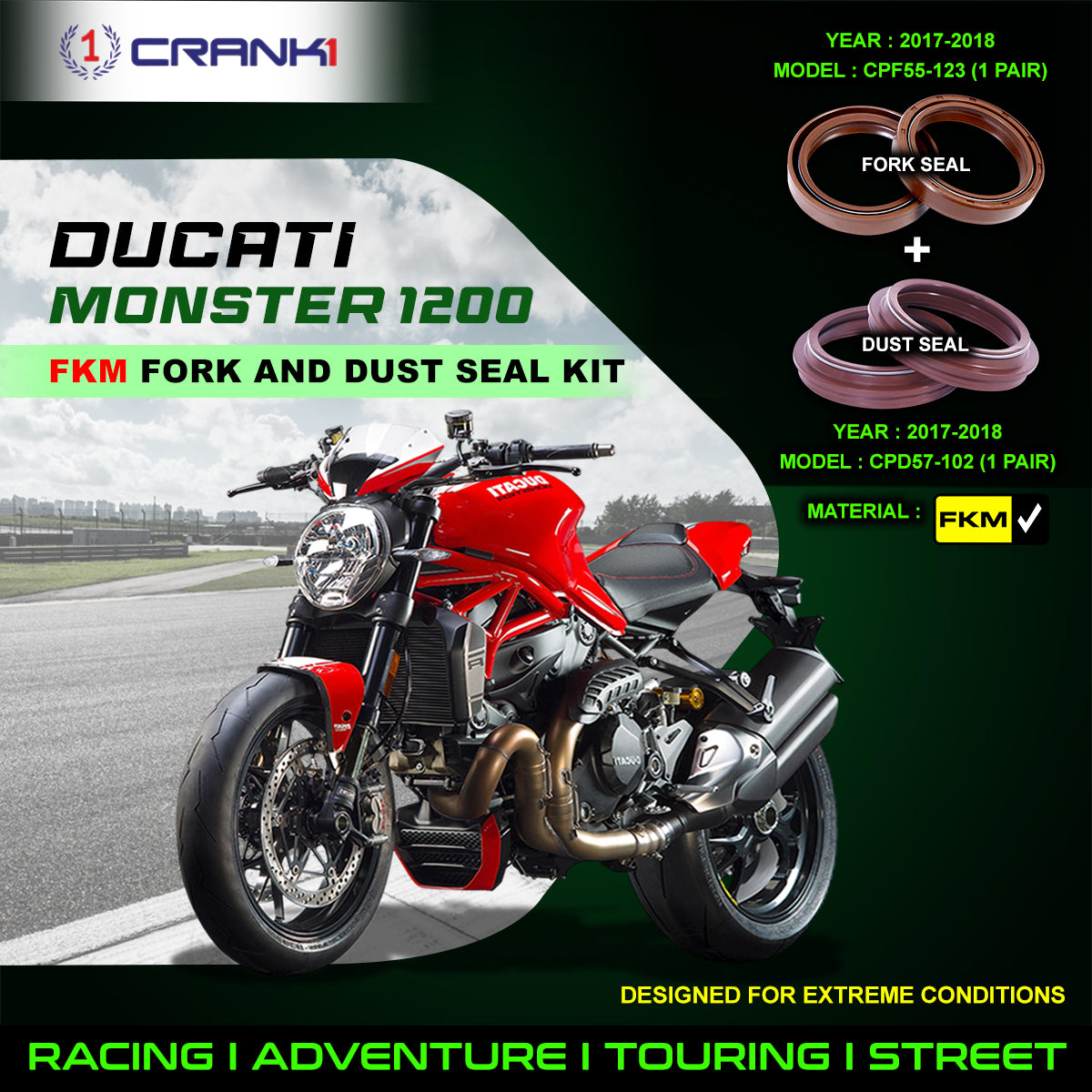 Fork And Dust Seals Kit For Ducati Monster 1200 (2017-2018)