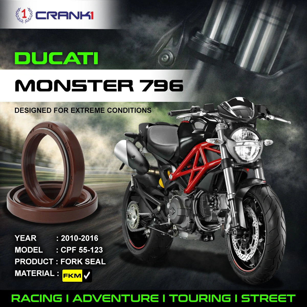 Fork Oil Seals Pair For Ducati Monster 796 (2010-2016) - CPF55-123