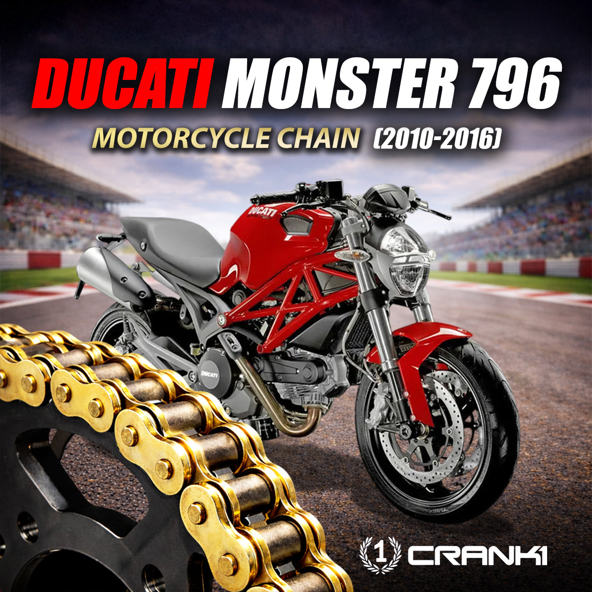 Chain For Ducati Monster 796 (2010-2016) - 525 Pitch x 104 Links Gold (ZVMX)