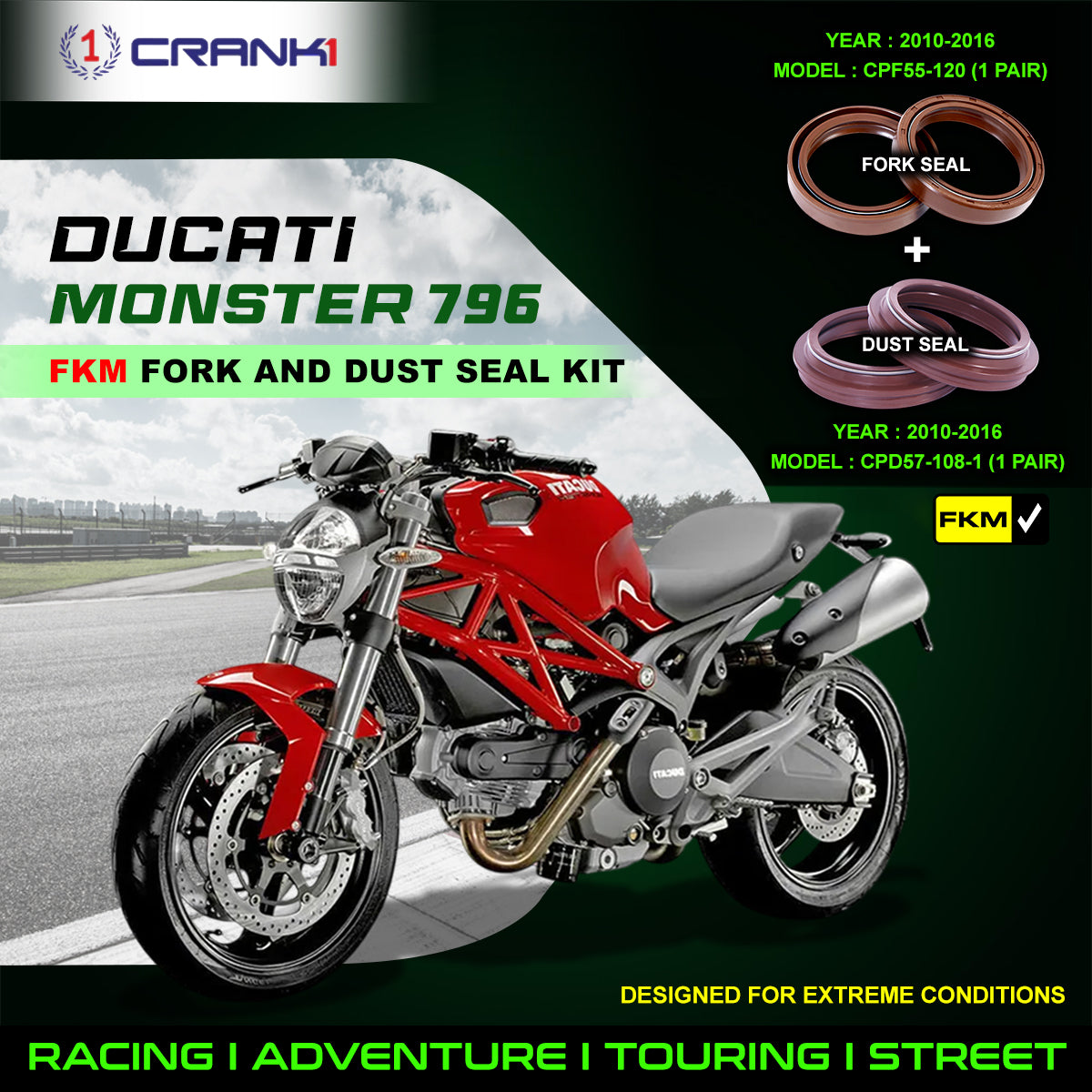 Fork And Dust Seals Kit For Ducati Monster 796 (2010-2016)