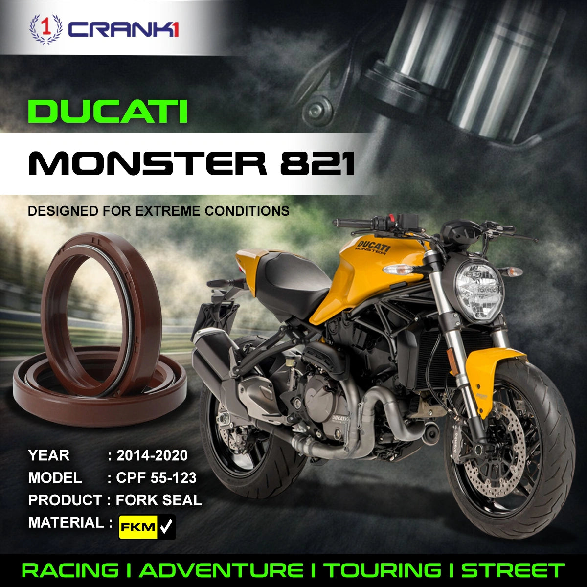 Fork Oil Seals Pair For Ducati Monster 821 (2014-2020) - CPF55-123