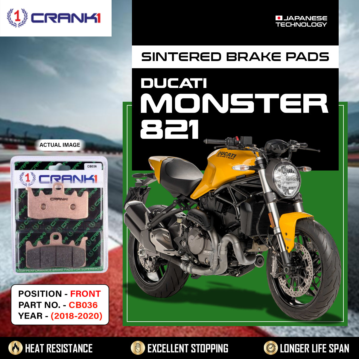 Sintered Brake Pads For Ducati Monster 821 (2018-2020) - Front - CB036 - 2 Sets