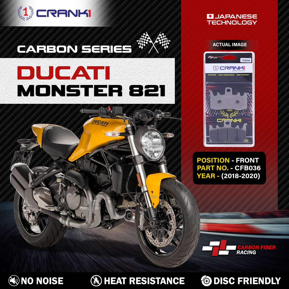 Carbon Brake Pads For Ducati Monster 821 (2018-2020) - Front - CFB036 - 2 Sets