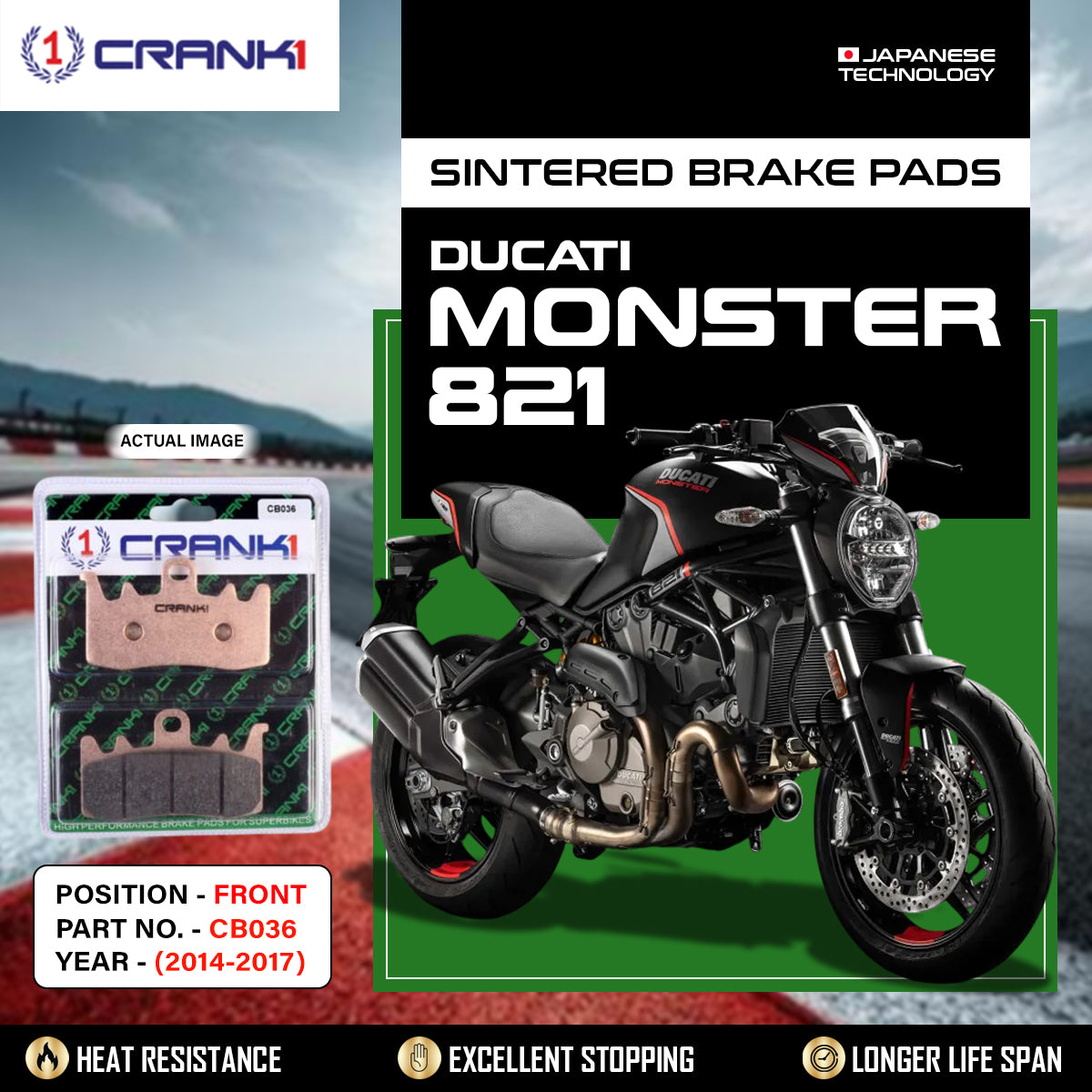 Sintered Brake Pads For Ducati Monster 821 (2014-2017) - Front - CB036 - 2 Sets