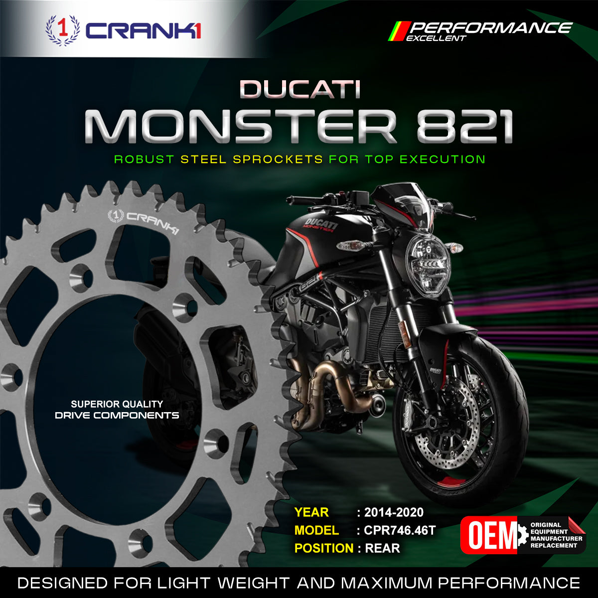 Sprocket For Ducati Monster 821 (2014-2020) - Rear - CPR746.46T