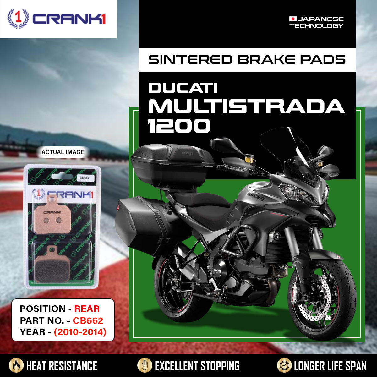 Sintered Brake Pads For Ducati Multistrada 1200 (2010-2014) - Rear - CB662