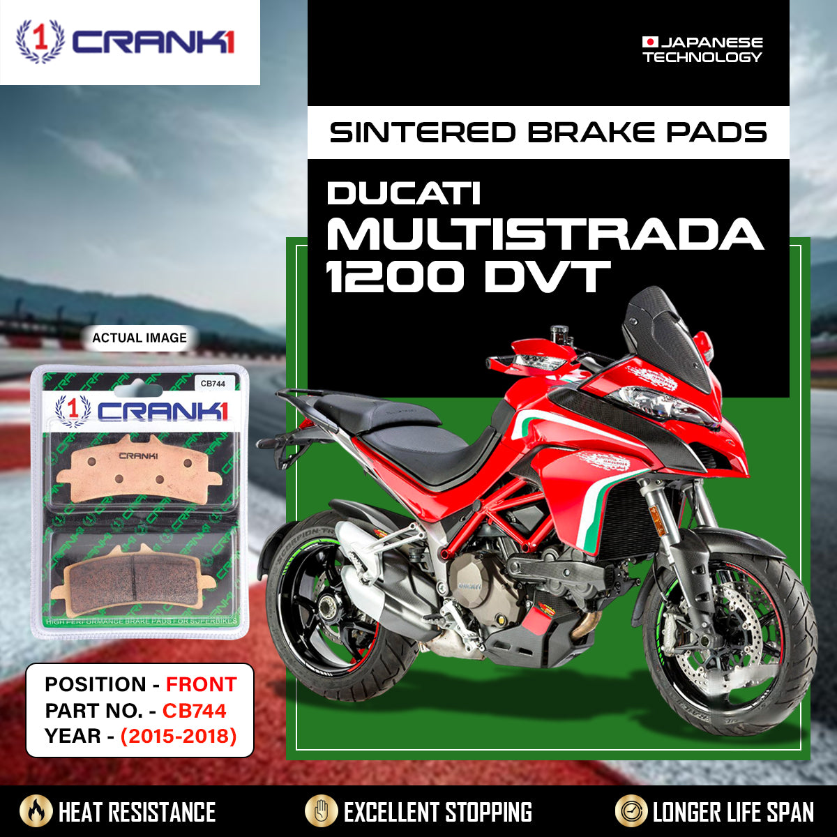 Sintered Brake Pads For Ducati Multistrada 1200 DVT (2015-2018) - Front - CB744 - 2 Sets