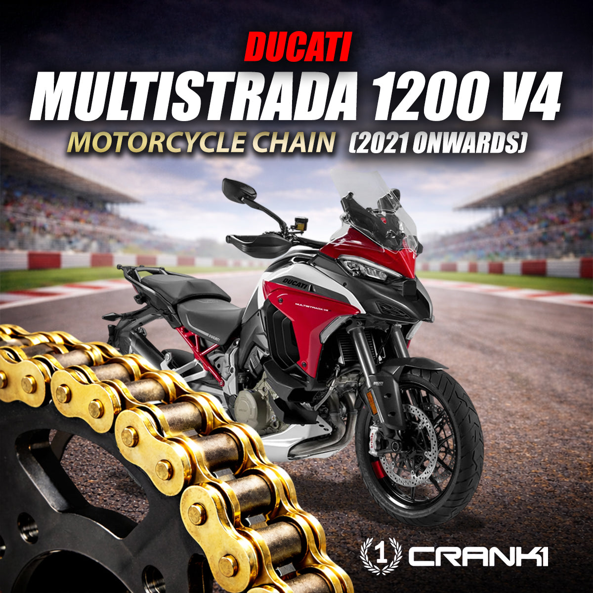 Chain For Ducati Multistrada 1200 V4 (2021 Onwards) - 525 Pitch x 124 Links Gold (ZVMX)