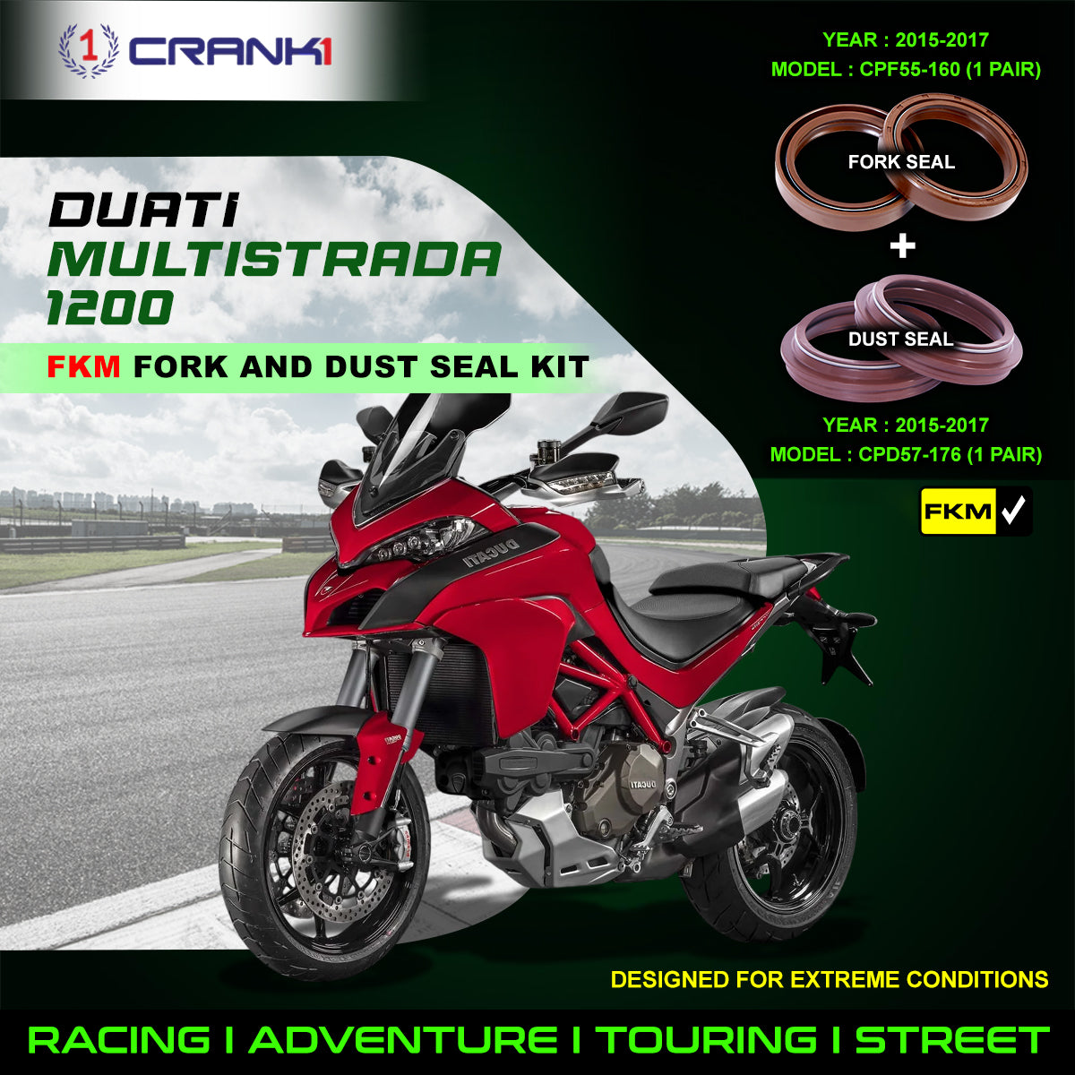 Fork And Dust Seals Kit For Ducati Multistrada 1200 (2015-2017)