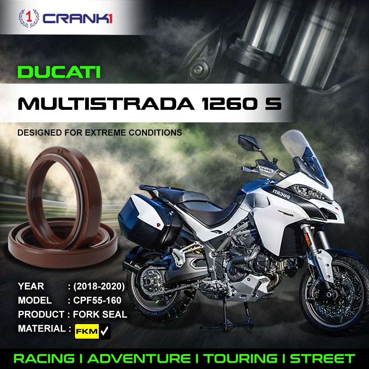 Fork Oil Seals Pair For Ducati Multistrada 1260 S (2018-2020) - CPF55-160