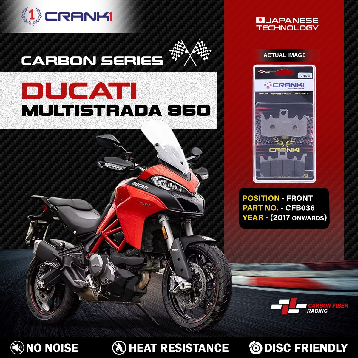 Carbon Brake Pads For Ducati Multistrada 950 (2017 Onwards) - Front - CFB036 - 2 Sets