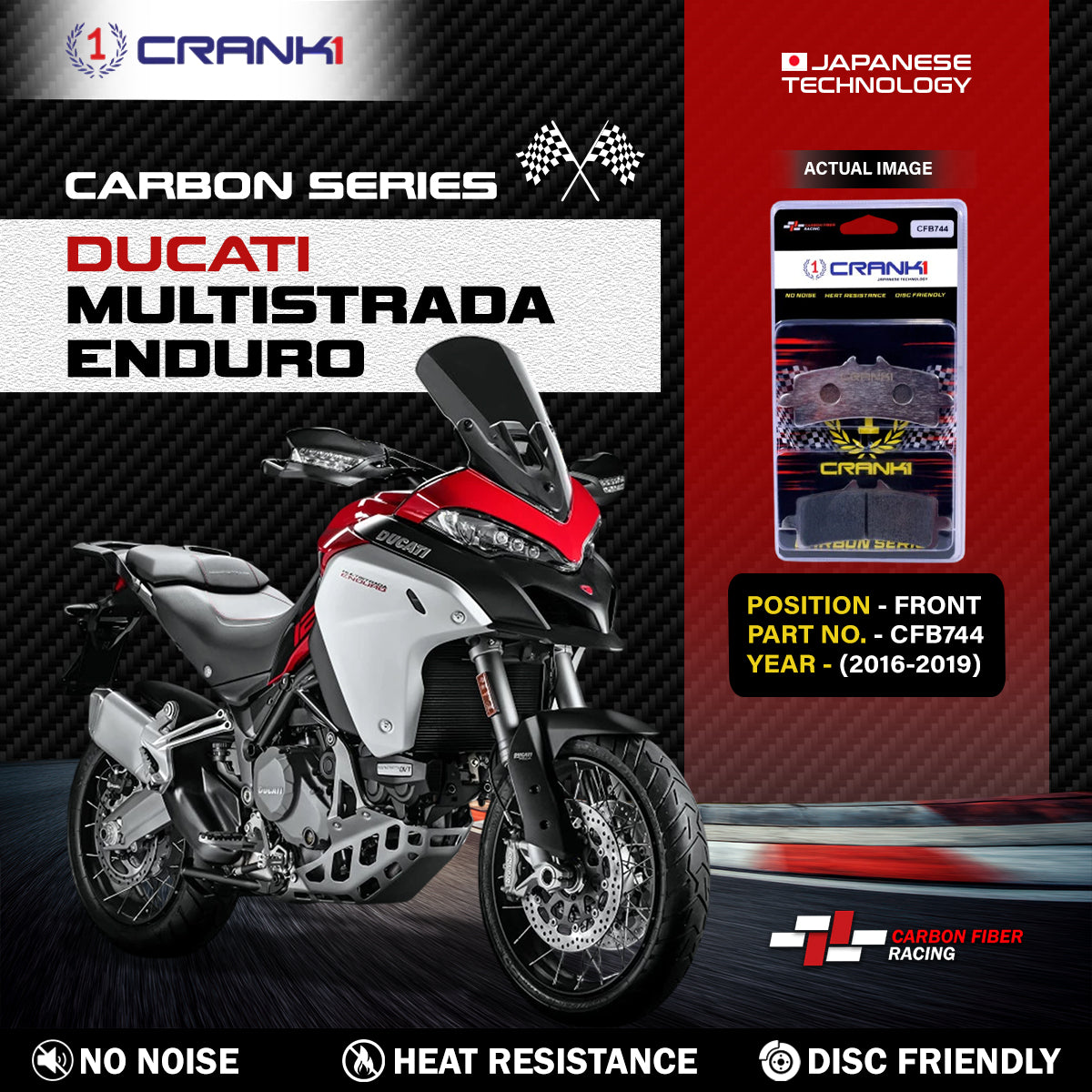 Carbon Brake Pads For Ducati Multistrada Enduro (2016-2019) - Front - CFB036 - 2 Sets